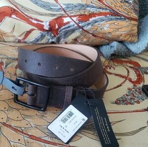 rag & bone Men's Dark Brown Leather Belt with Matte Black Buckle